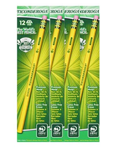 Dixon Ticonderoga No. 2 Soft Black Pencils - Matte Black, Box of 12