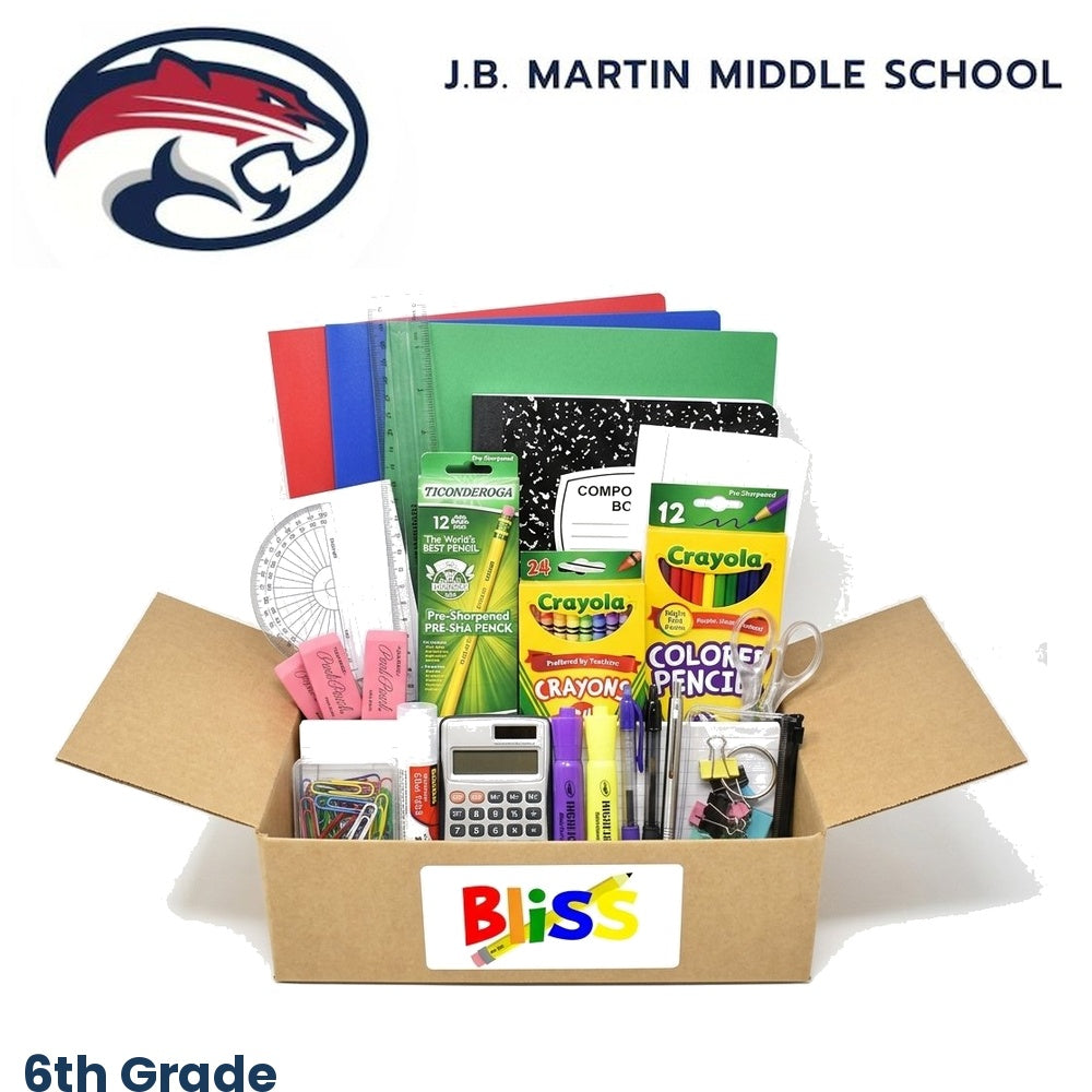J.B. Martin Middle School 6th Grade School Supply Kit