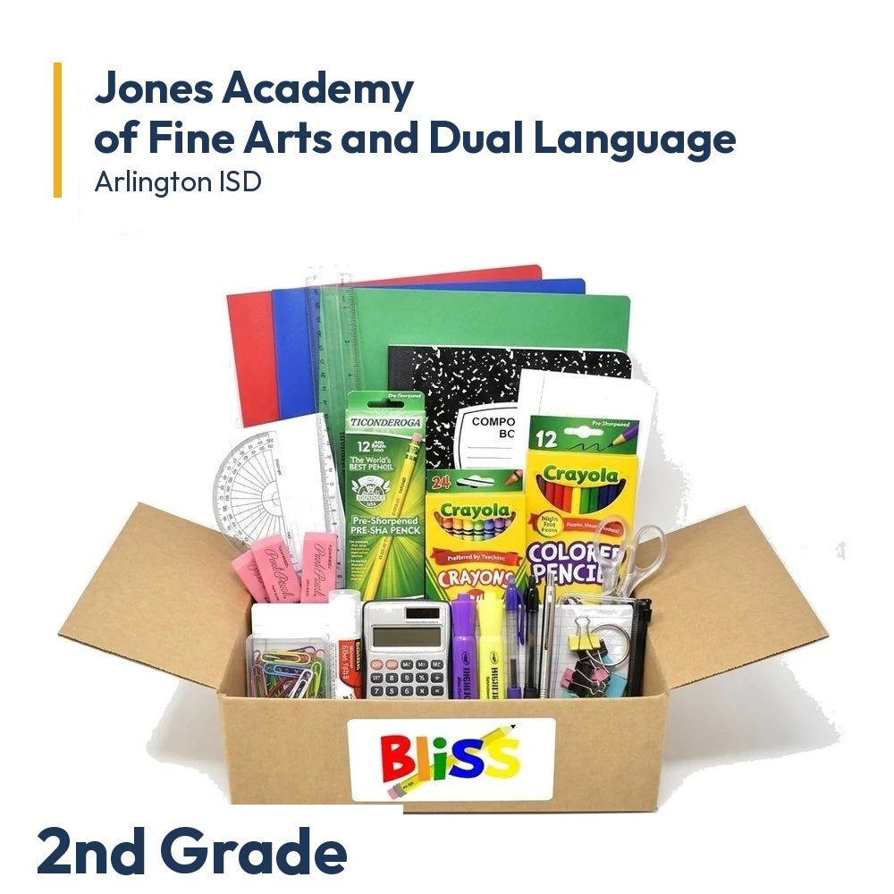 Jones Academy of Fine Arts and Dual Language 2nd Grade School Supply Kit