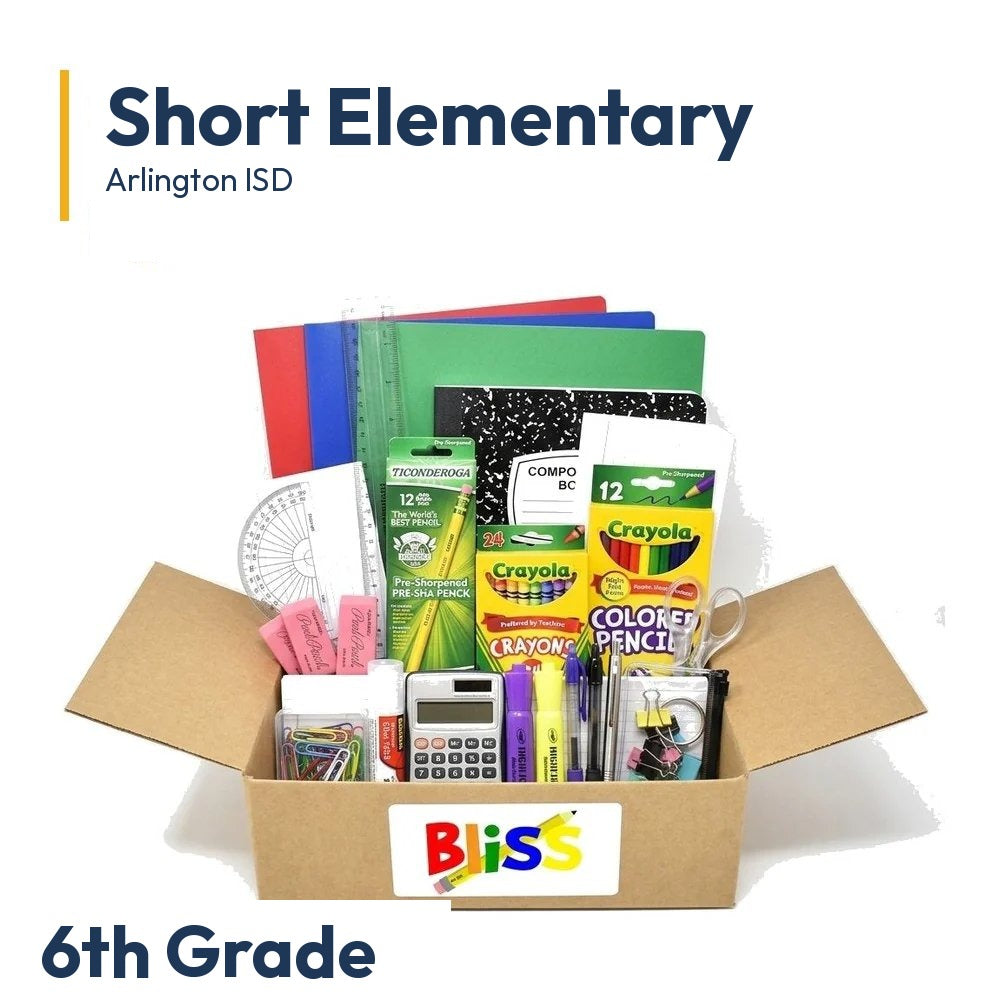 Short Elementary 6th Grade School Supply Kit