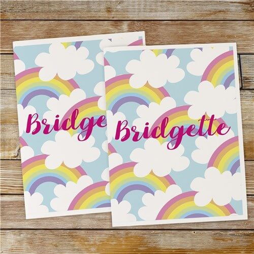 Personalized Rainbow With Pennant Banner Folder Set