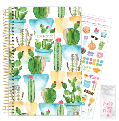 2021-22 Soft Cover Daily Planner & Calendar, White Cacti
