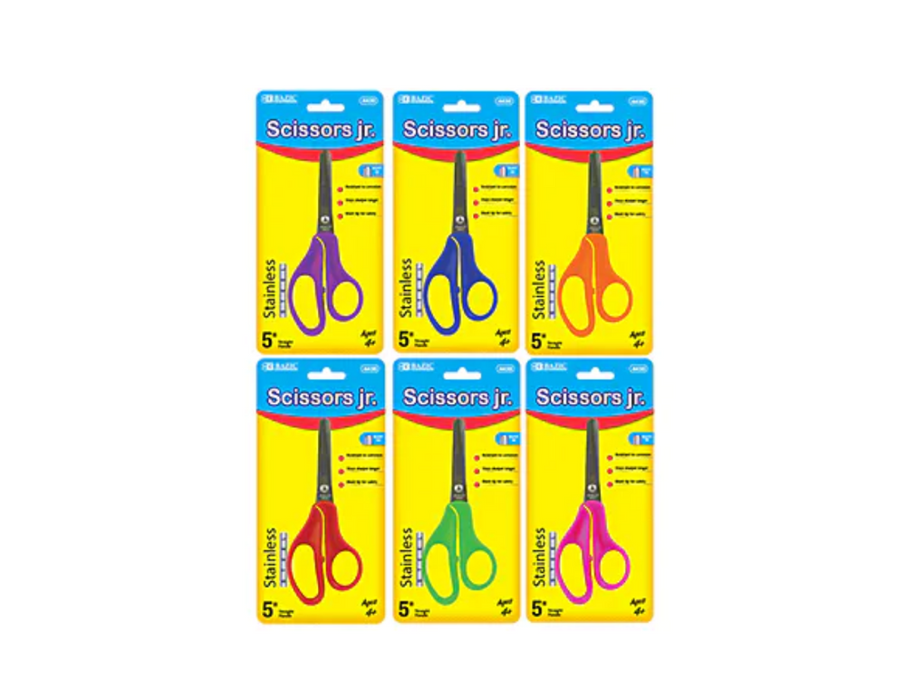 Bazic 5" Blunt Tip School Scissor, Colors may vary