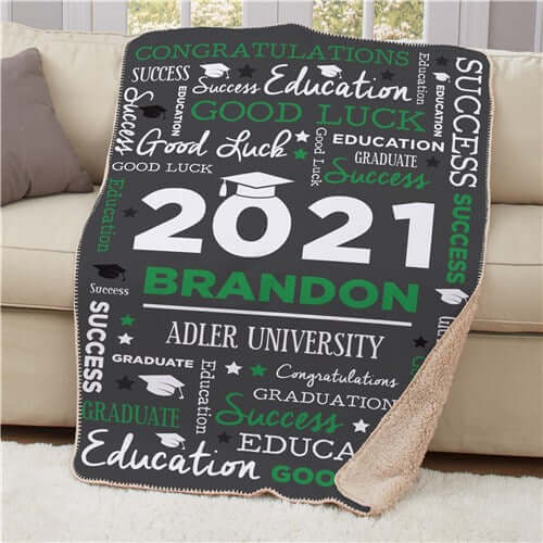 Personalized Word Art Graduation Sherpa Blanket
