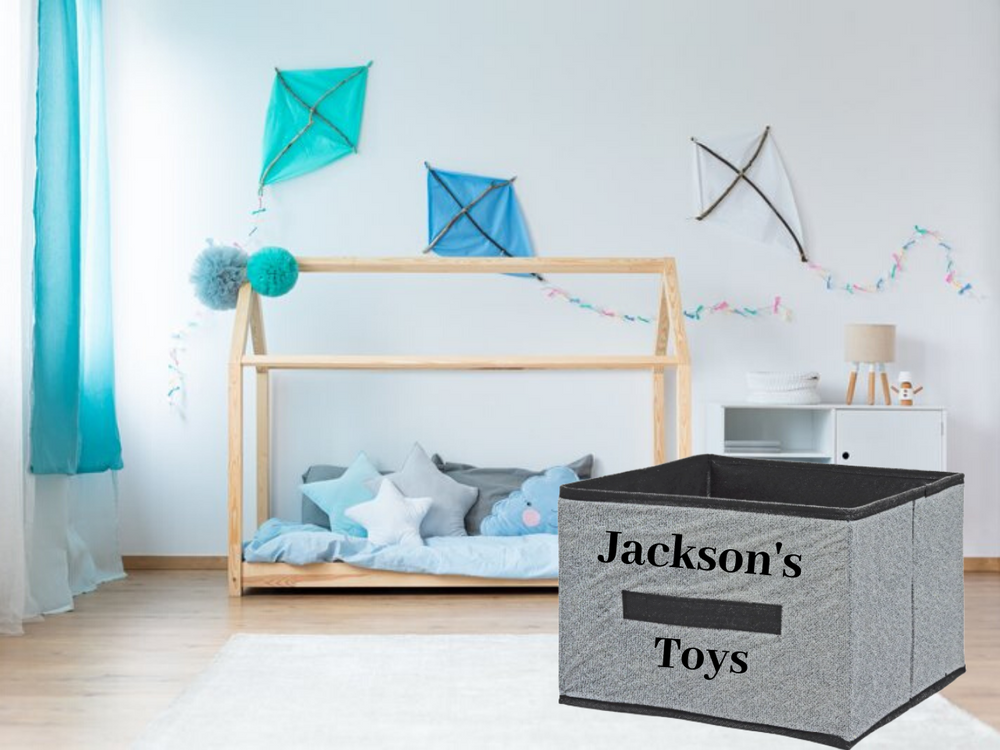 Personalized Heather Gray Collapsible Storage Container