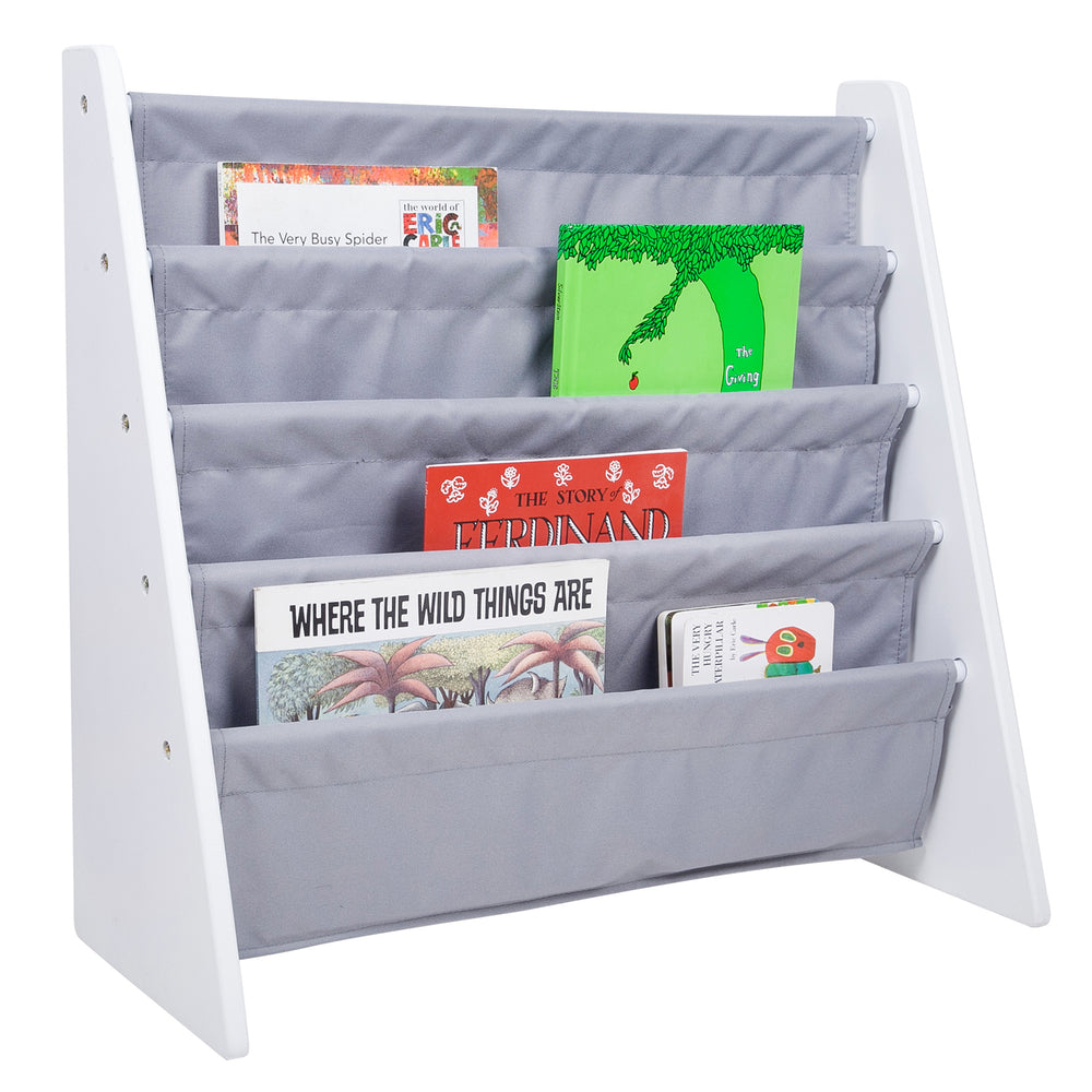 Wildkin Sling Book Shelf - White w/ Grey