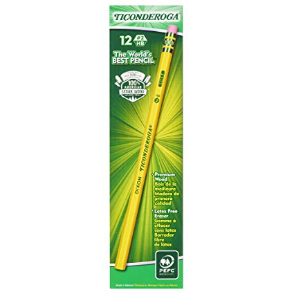 Ticonderoga Pencils, Wood Graphite Pencils #2 Soft -  Yellow, 12-Pack