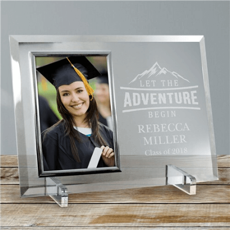 Engraved Let The Adventure Begin Glass Beveled Frame