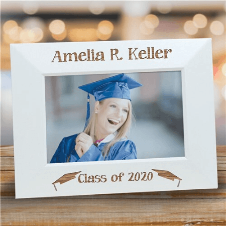 White Engraved Graduation Picture Frame
