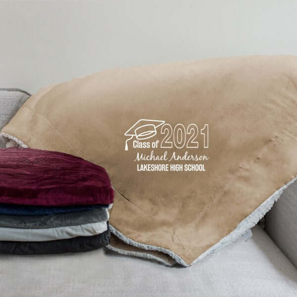 Graduation Embroidered Sherpa Blanket - 50" x 60"