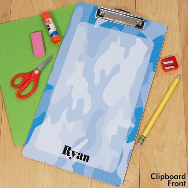 Personalized Blue Camo Clipboard