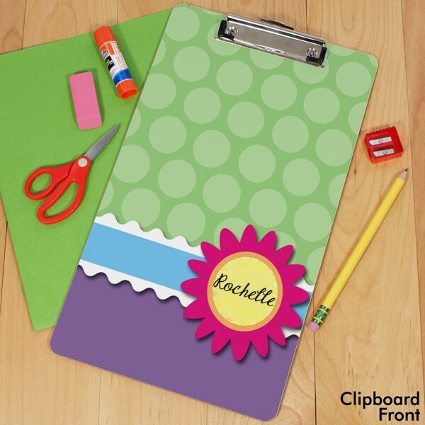 Personalized Flower and Polka Dot School Clipboard