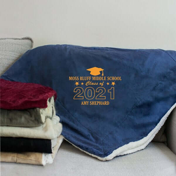 Personalized Class Of...Embroidered Sherpa Blanket - 50" x 60"