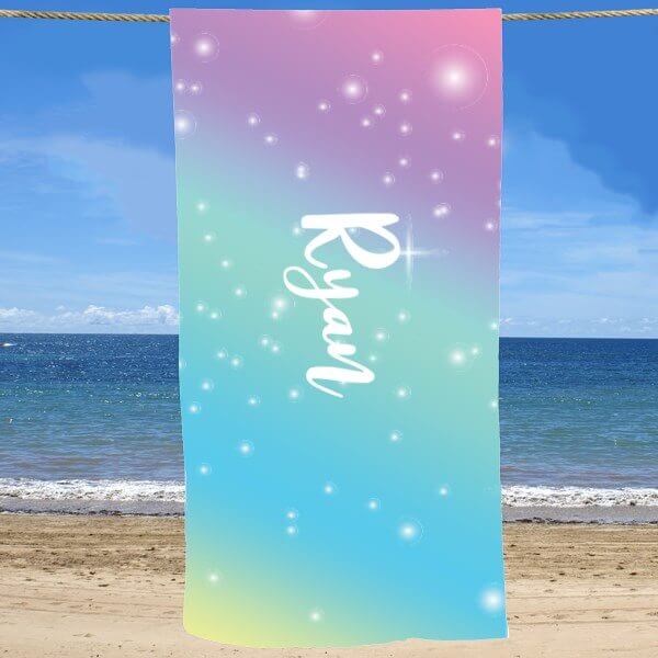 Personalized Rainbow Beach Towel