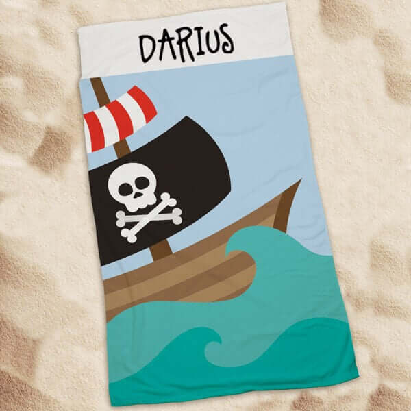 Pirate Ship Personalized Beach Towel