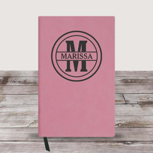 Personalized Circle Monogram Initial And Name Leather Journal
