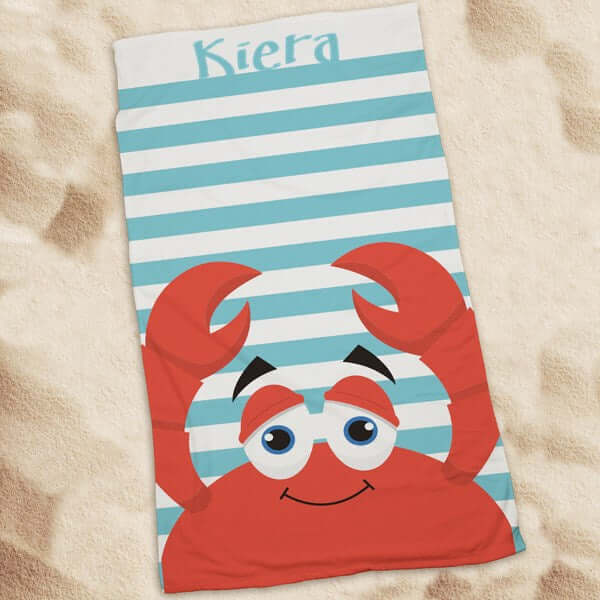 Personalized Crab Beach Towel