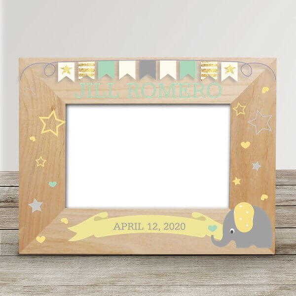 Personalized Baby Elephant Wooden Frame