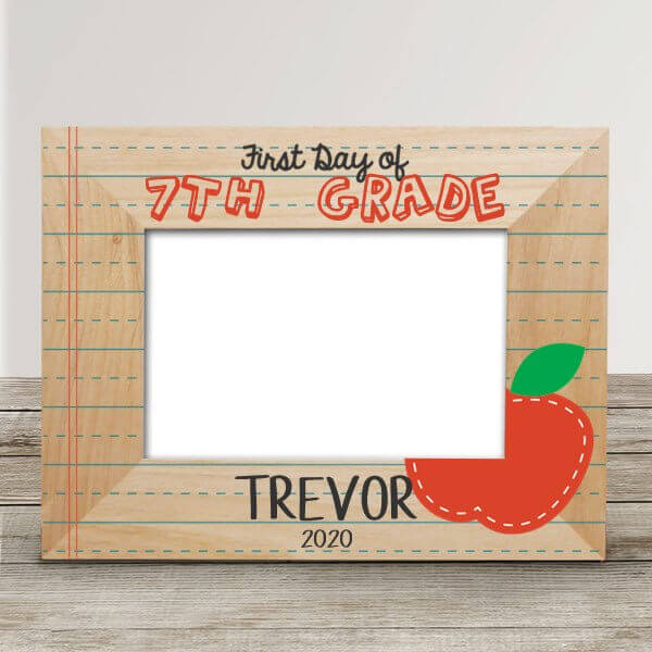 Personalized First Day of School Apple Wood Frame