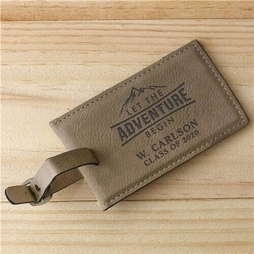 Personalized Let The Adventure Begin Leather Tag