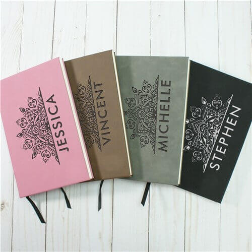 Personalized Half Mandala Leather Journal