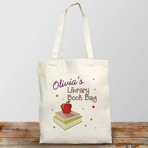 Personalized Library Book Tote Bag