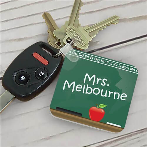 Personalized Teacher Key Chain Chalkboard Design