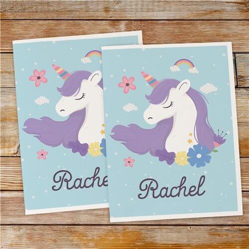 Personalized Unicorn Rainbow Folder Set