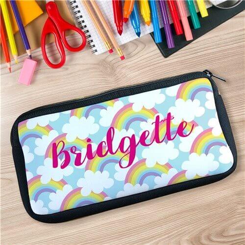 Personalized Rainbows with Clouds Pencil Case