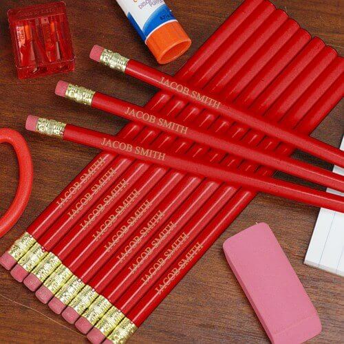 Personalized Engraved Red School Pencils