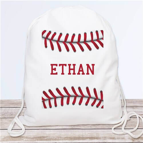 Personalized Baseball Drawstring Bag