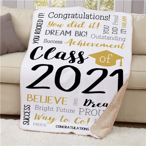 Class of 2021 Word Art Sherpa Throw
