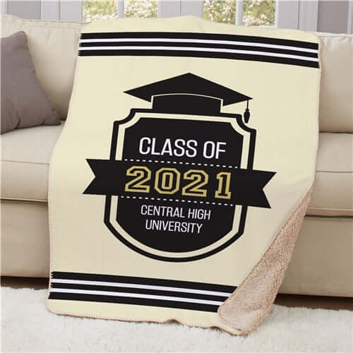 Personalized Graduation Badge Sherpa Throw