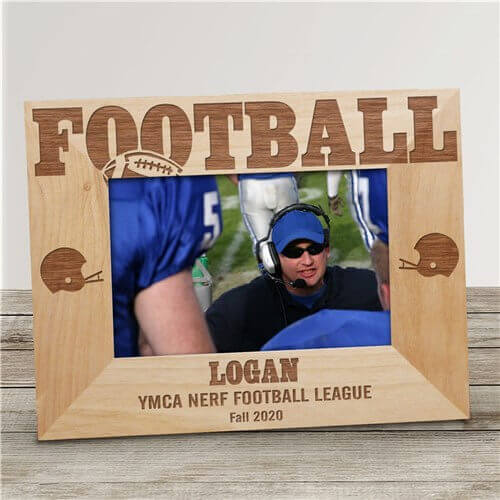 Bliss EDU Engraved Football Wood Picture Frame