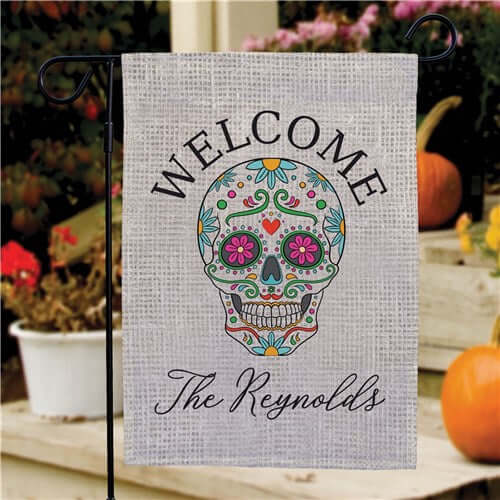 Personalized Sugar Skull Garden Flag