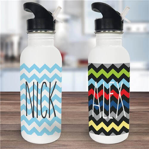 Personalized Chevron Designed Water Bottle