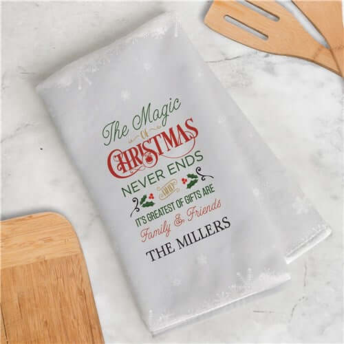 Personalized The Magic Of Christmas Dish Towel