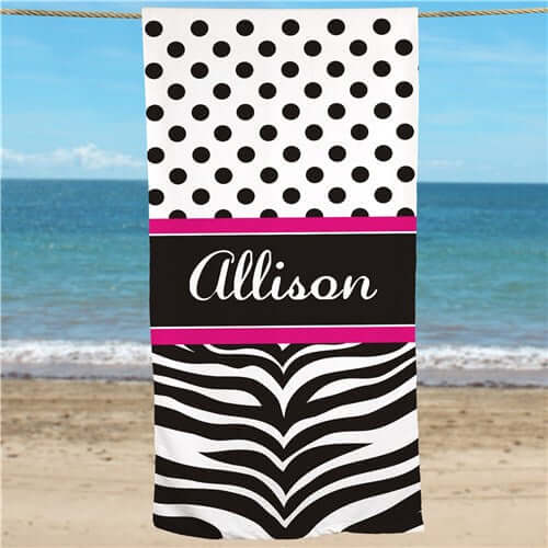 Bliss EDU Personalized Zebra Print Beach Towel