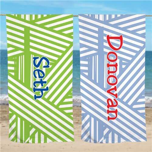 Personalized Stripes Beach Towel