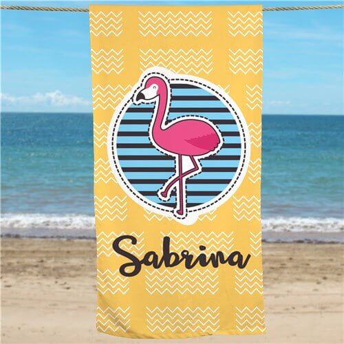 Bliss EDU Personalized Summer Flamingo Beach Towel