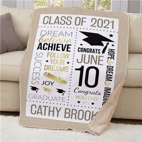 Personalized Word Art Graduation Sherpa Throw