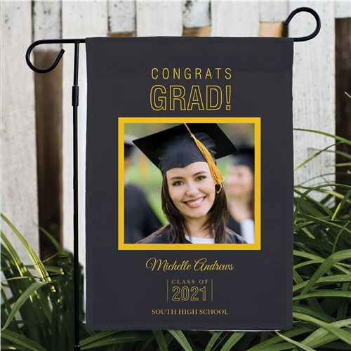 Personalized Congrats Grad Photo Garden Flag